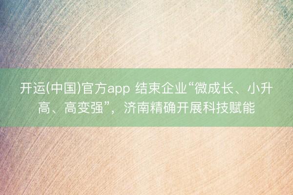 开运(中国)官方app 结束企业“微成长、小升高、高变强”，济南精确开展科技赋能