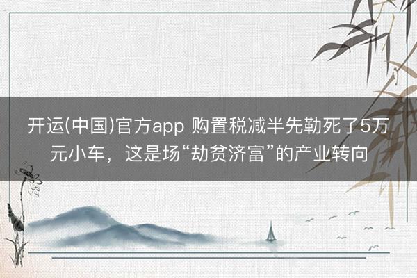 开运(中国)官方app 购置税减半先勒死了5万元小车,这是场“劫贫济富”的产业转向